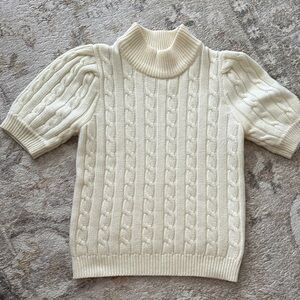 English Factory Cream Cable Knit Short-Sleeve Turtleneck